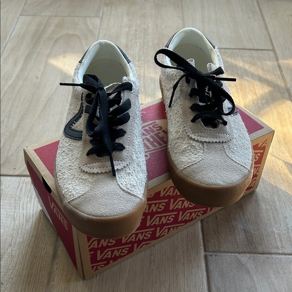 Vans Cream and Black Sneakers